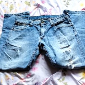 Levi's 514 Distressed Frayed Slim Straight Blue Jeans 32 x 30